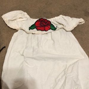 Of the shoulder flower shirt